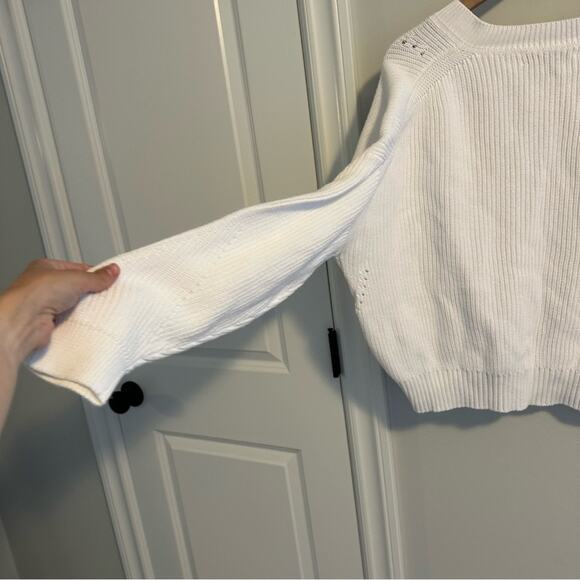 Revolve Michael Stars White Cotton V Neck Sweater Medium - Picture 4 of 10